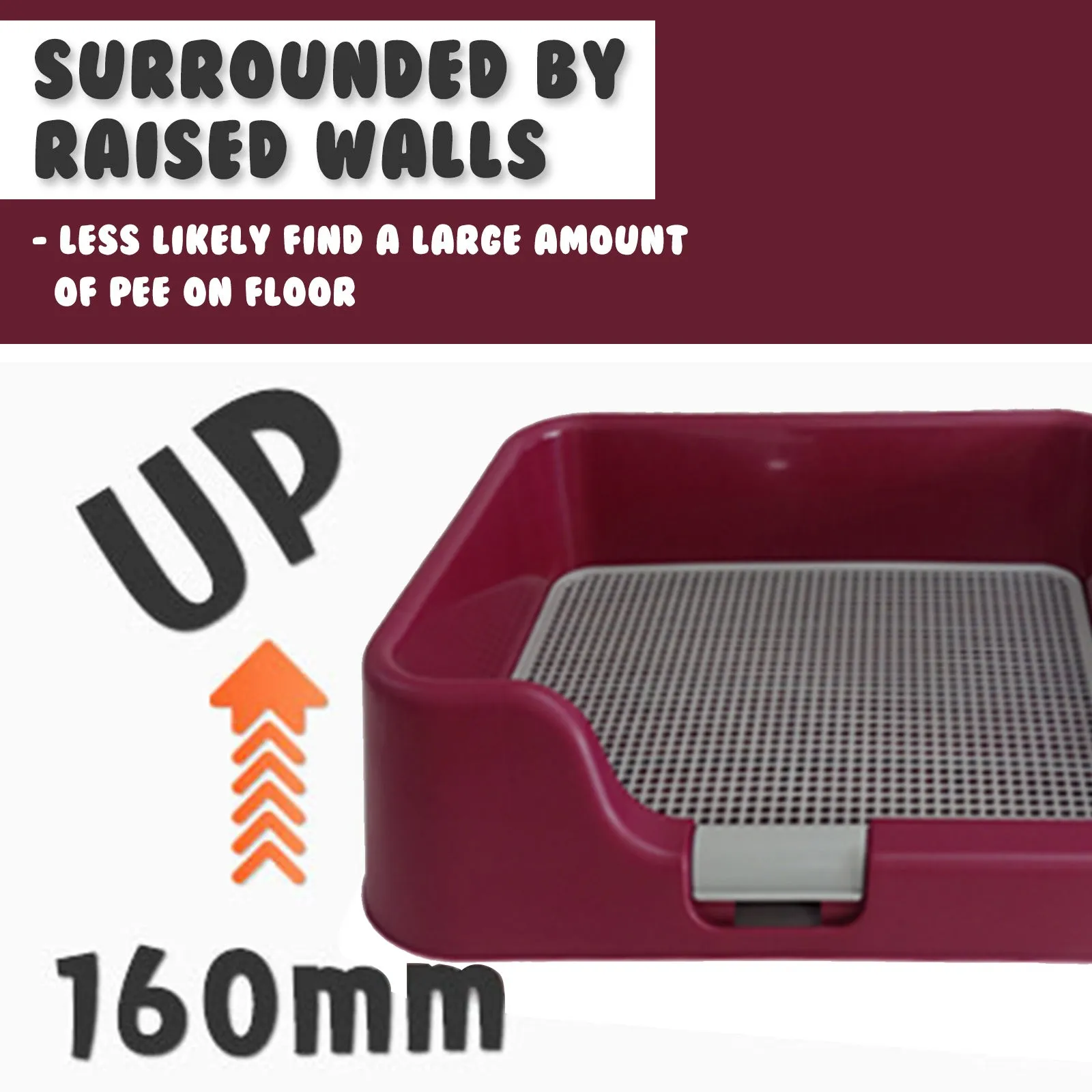 Leak-Proof Dog Pet Potty Tray, Raised Walls, Mesh - PS Korea