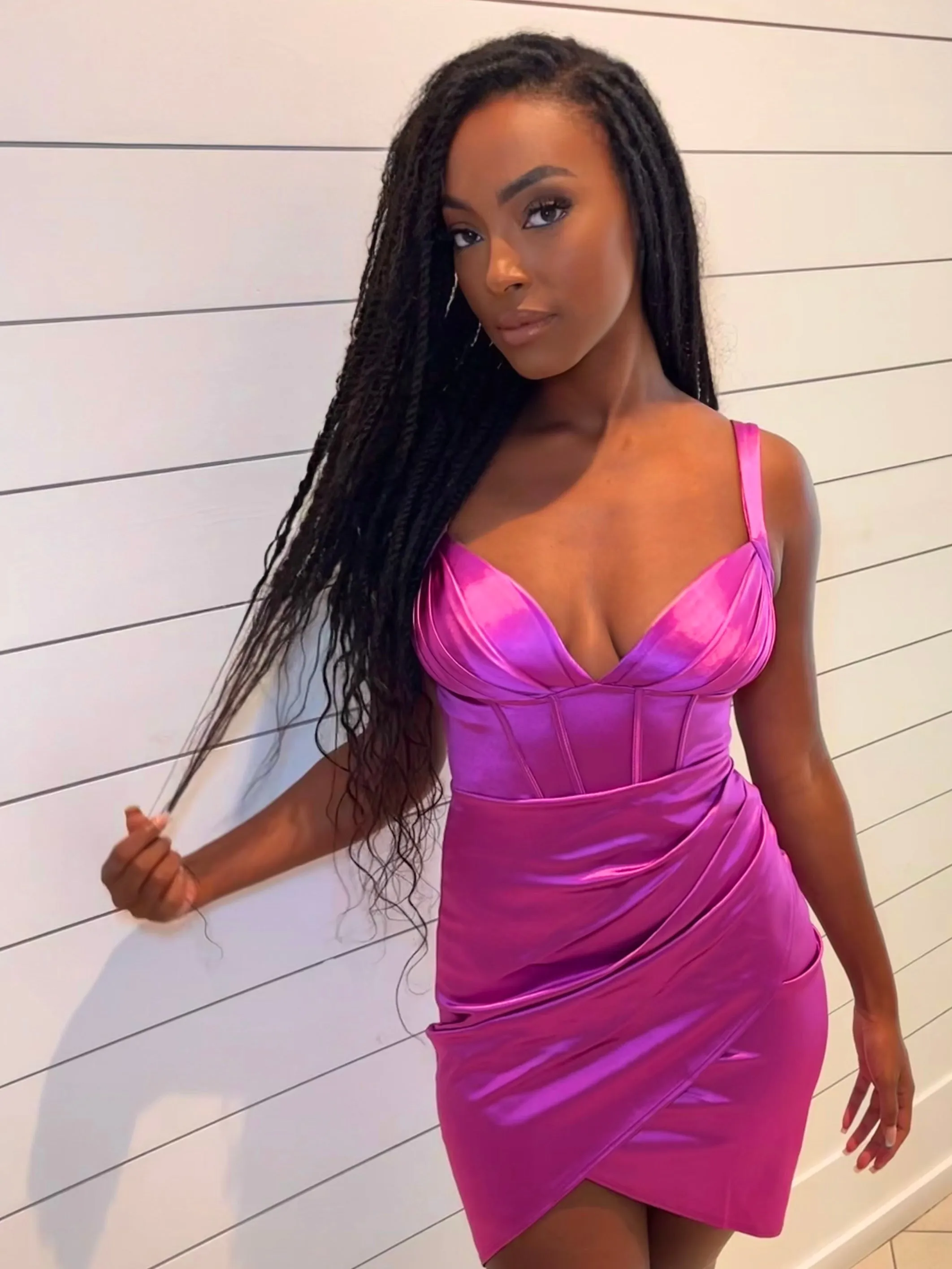 Lia Orchid Satin Mini Dress