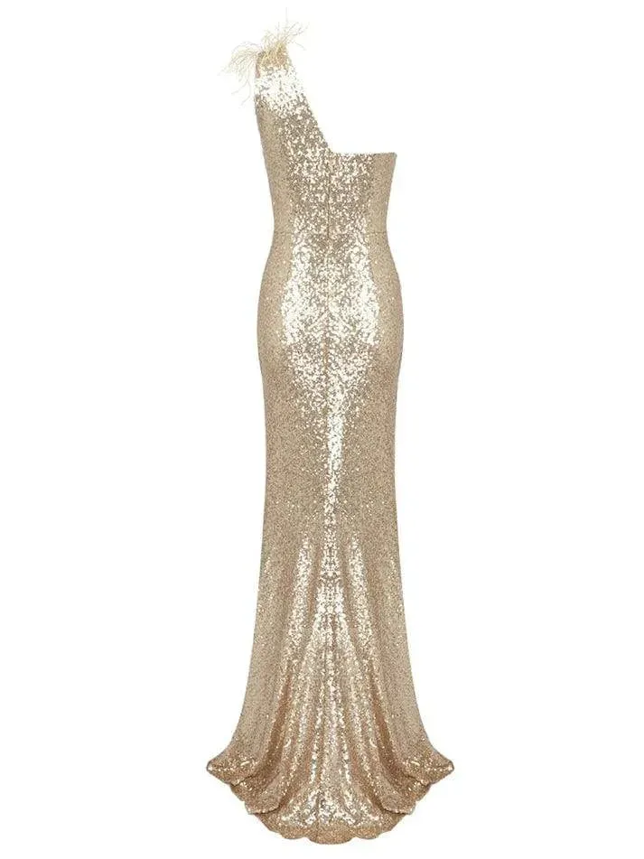 Lilian Sequin Slit Evening Maxi Dress