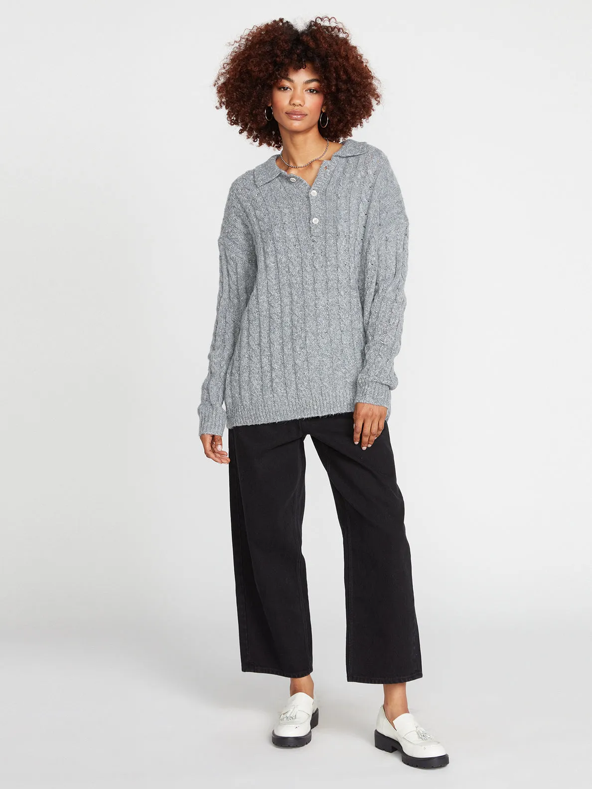 LOW LOW POLO SWEATER - DAZE GREY