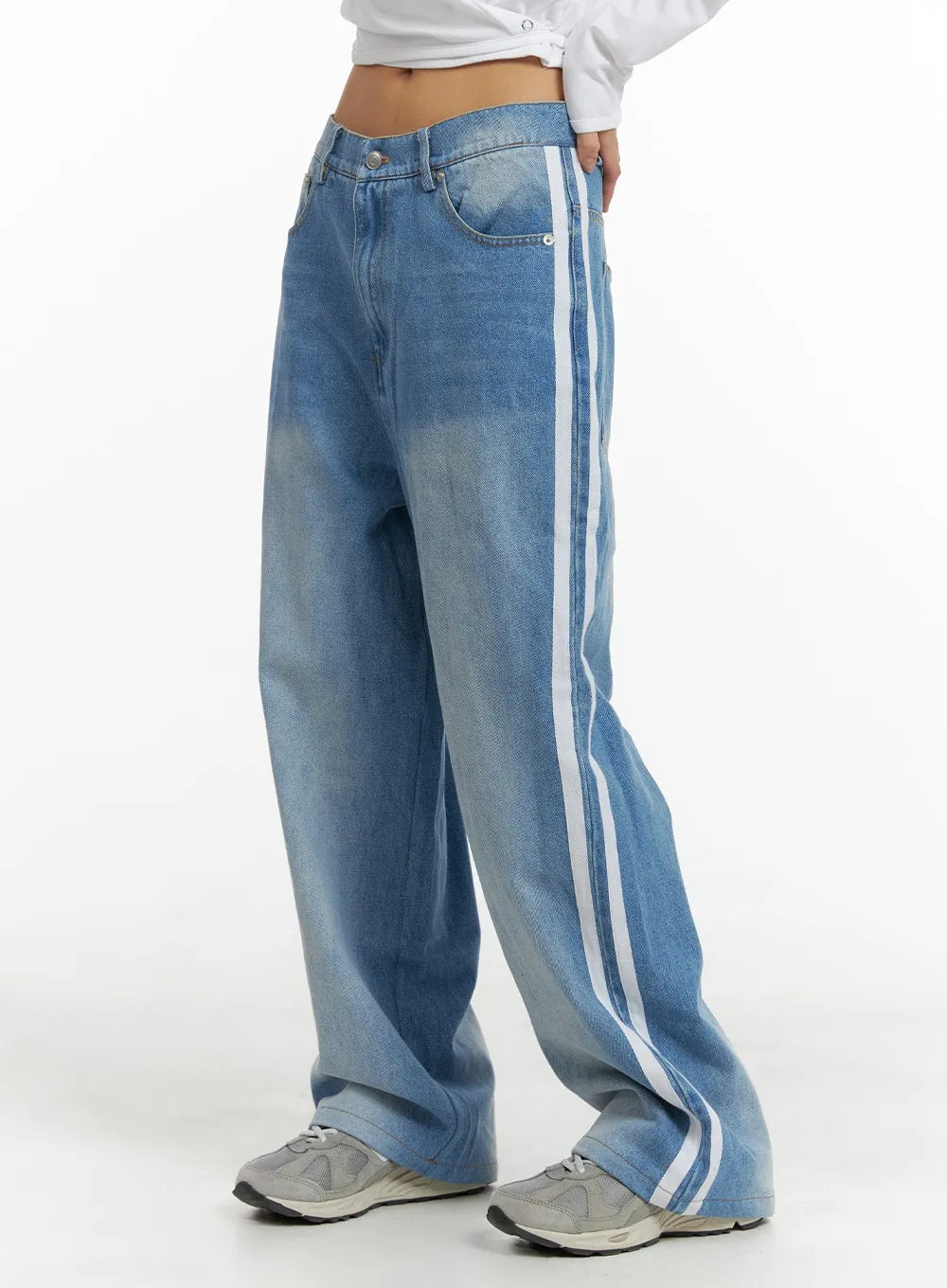 Low Waist Striped Baggy Jeans (UNISEX) CM407