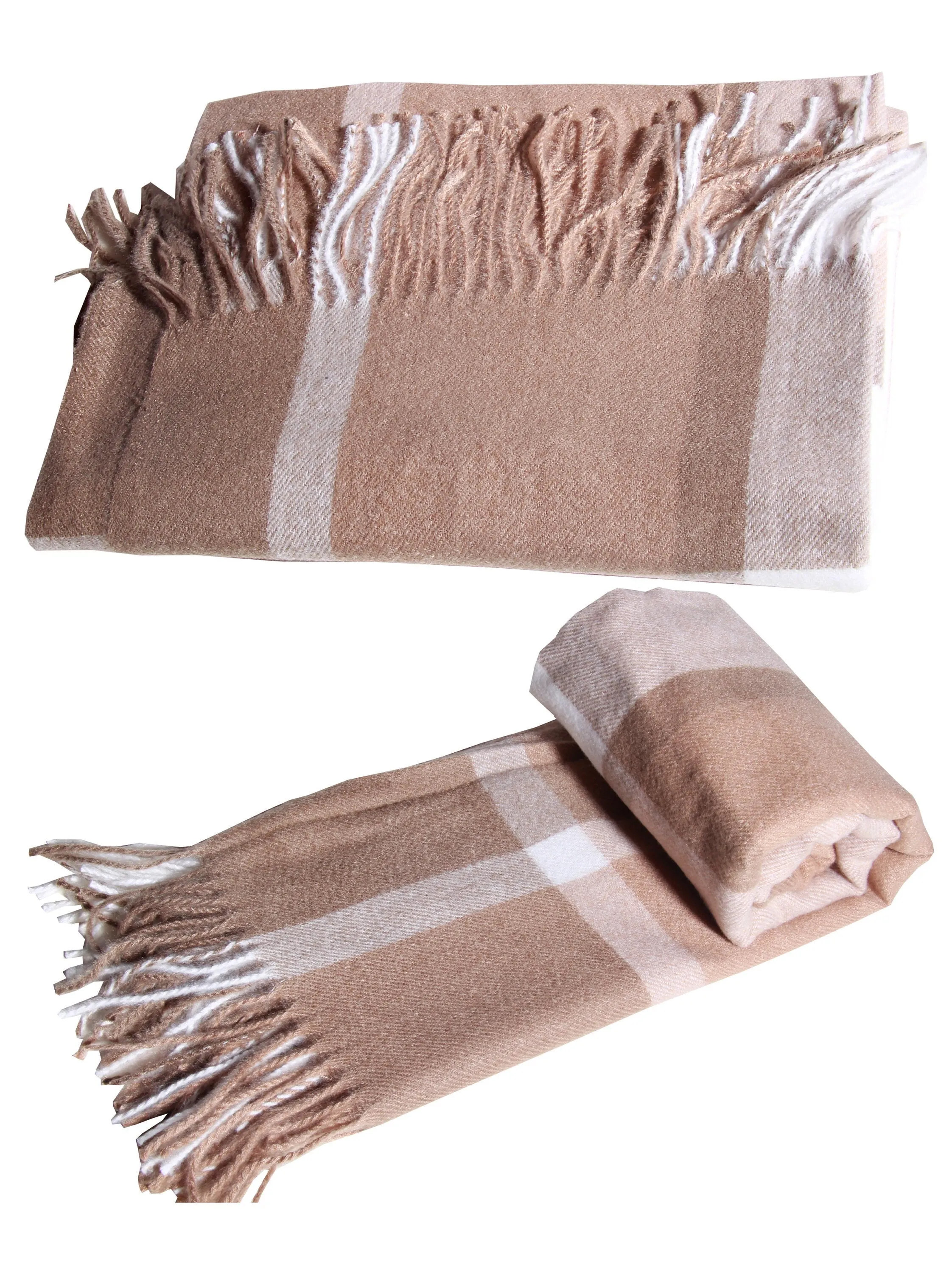 LUXURY Unisex cashmere BEIGE check soft pattern scarf stole shawl  pashmina soft light weight warm Winter fringe Scarf xmas gift  anyone