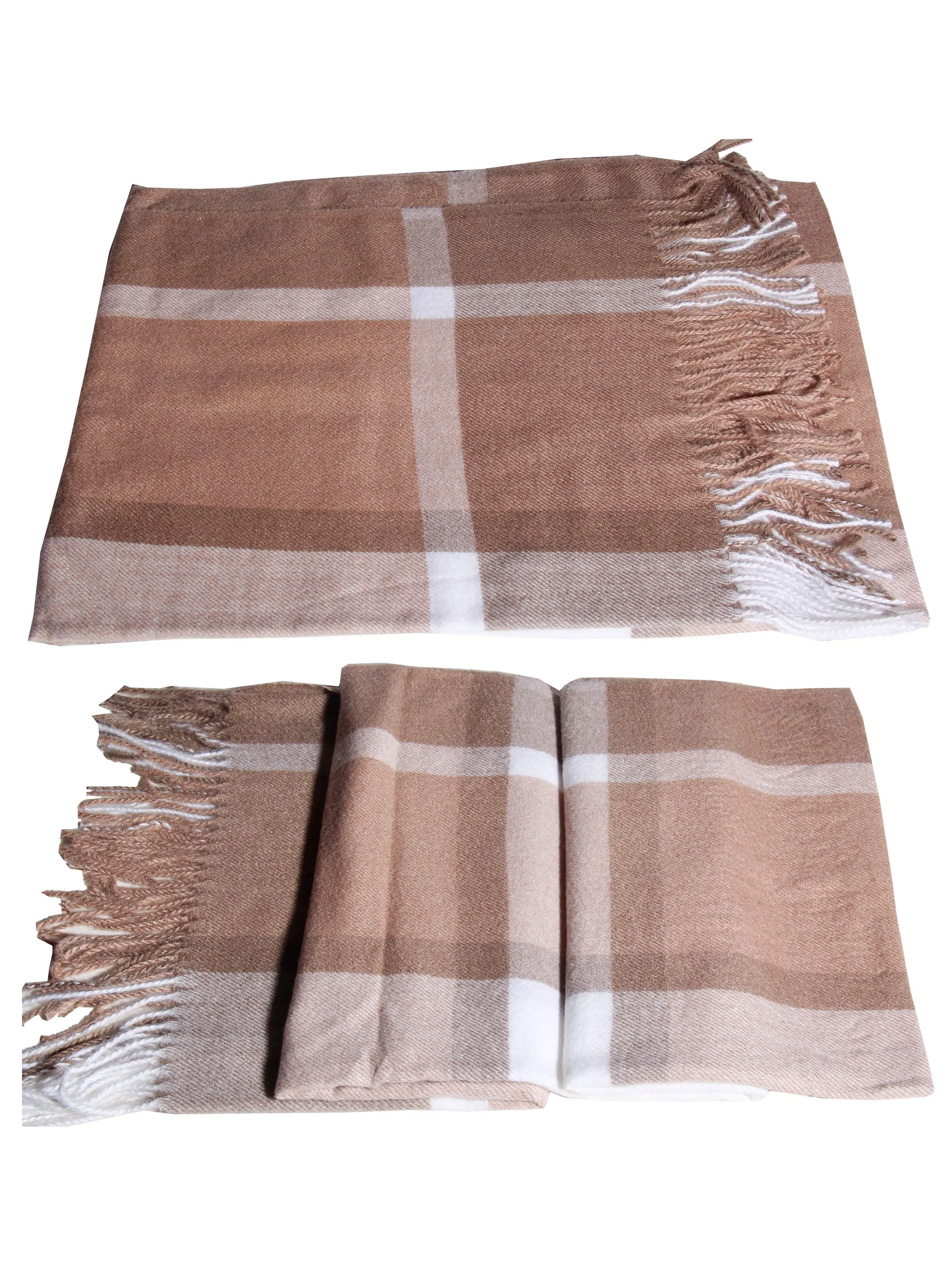 LUXURY Unisex cashmere BEIGE check soft pattern scarf stole shawl  pashmina soft light weight warm Winter fringe Scarf xmas gift  anyone