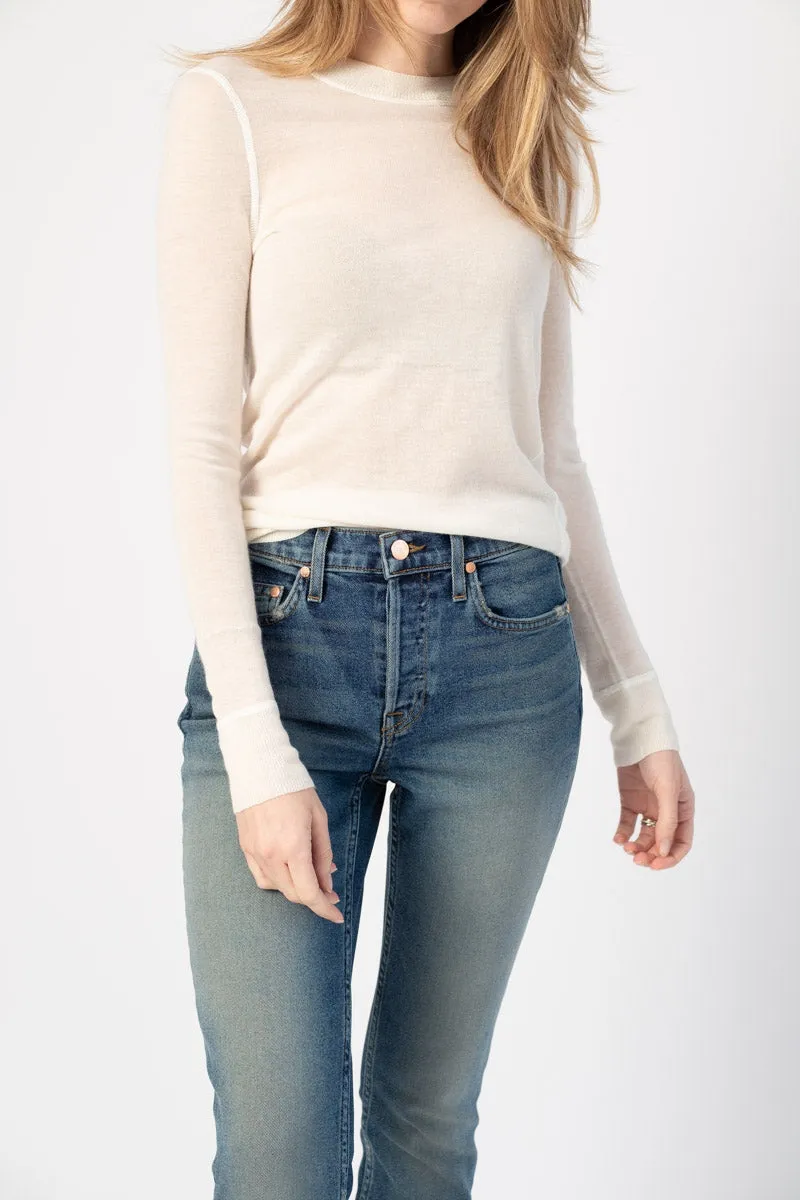 Marina Crewneck Top in Chalk