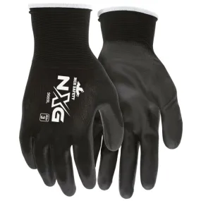 MCR Safety NXG 9669S 13 Gauge Nylon Shell PU Coated Work Gloves, Black, 1 Dozen