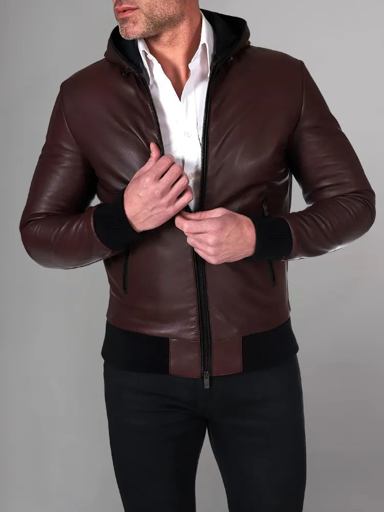 Mens Elegant Green Bomber Leather Jacket