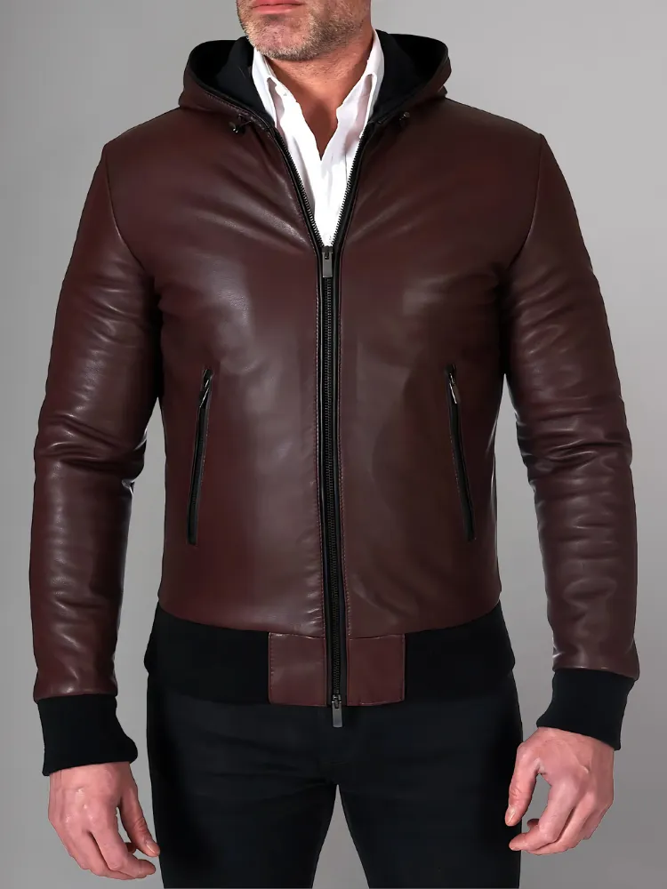 Mens Elegant Green Bomber Leather Jacket