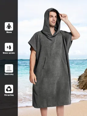 Men's Quick Drying Towel Robe Hoodie For Home Pajamas Wear Night-robe Bathrobe After Bath, Gift For Men (suitable For People Between 160 And 190 In Height)