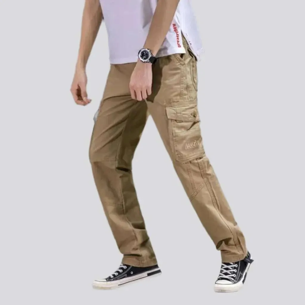 Mid-waist color denim pants
 for men