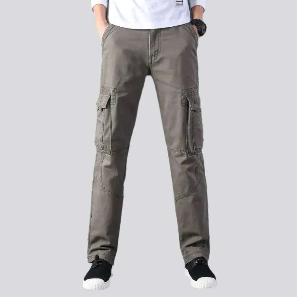 Mid-waist color denim pants
 for men