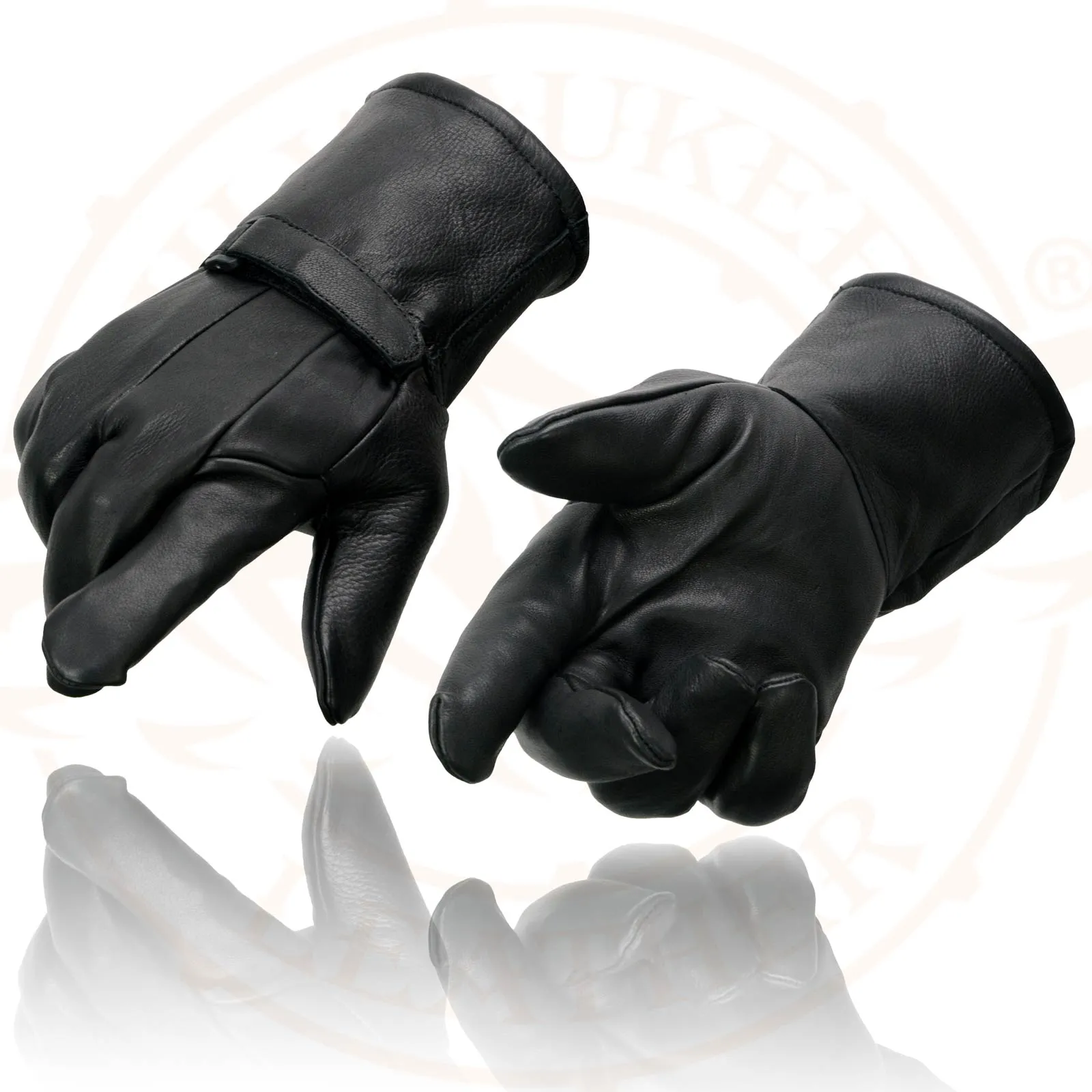 Milwaukee Leather Men's Gauntlet Motorcycle Hand Gloves-Deerskin Adjustable Wrist Strap Closure Thermal Lined-SH864th