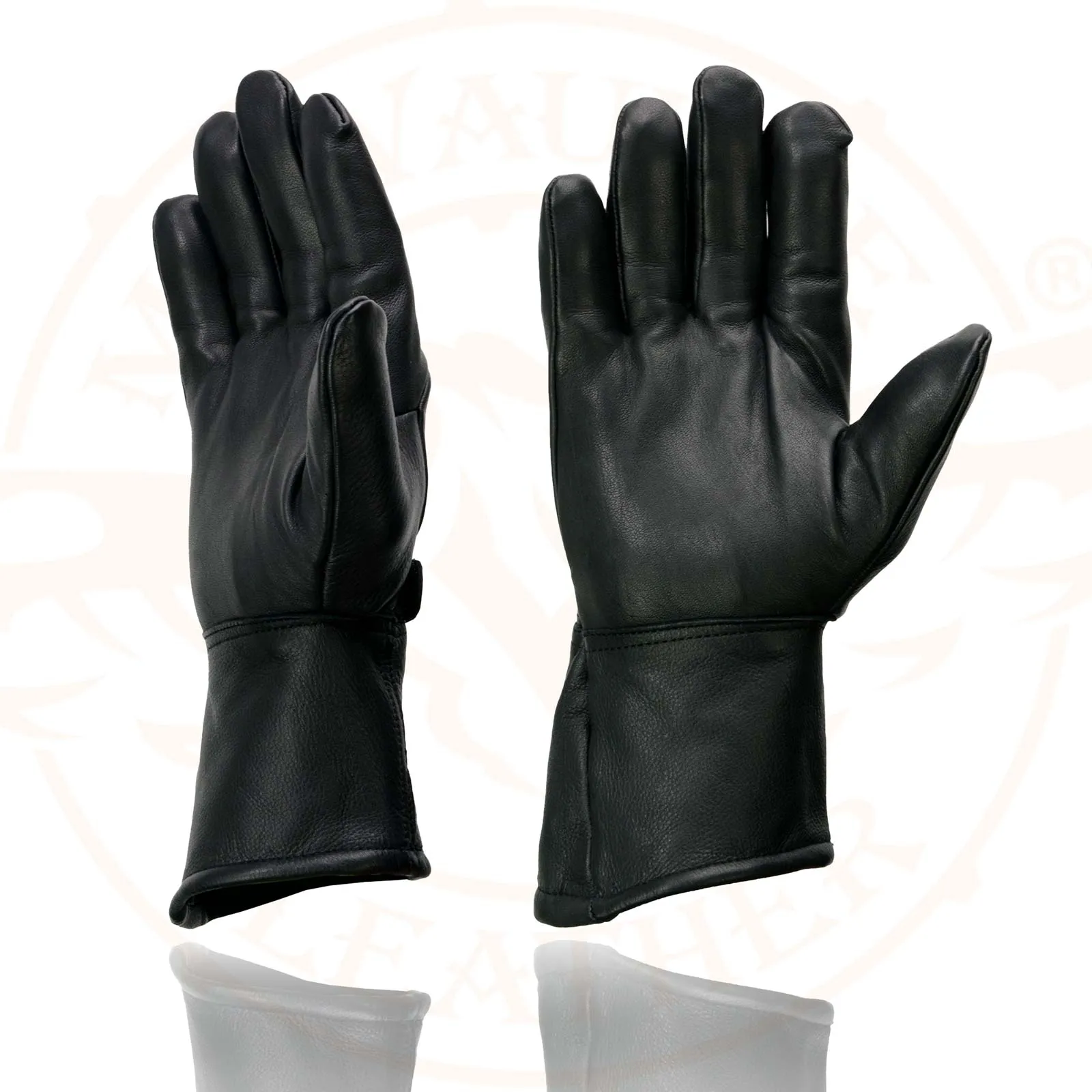 Milwaukee Leather Men's Gauntlet Motorcycle Hand Gloves-Deerskin Adjustable Wrist Strap Closure Thermal Lined-SH864th