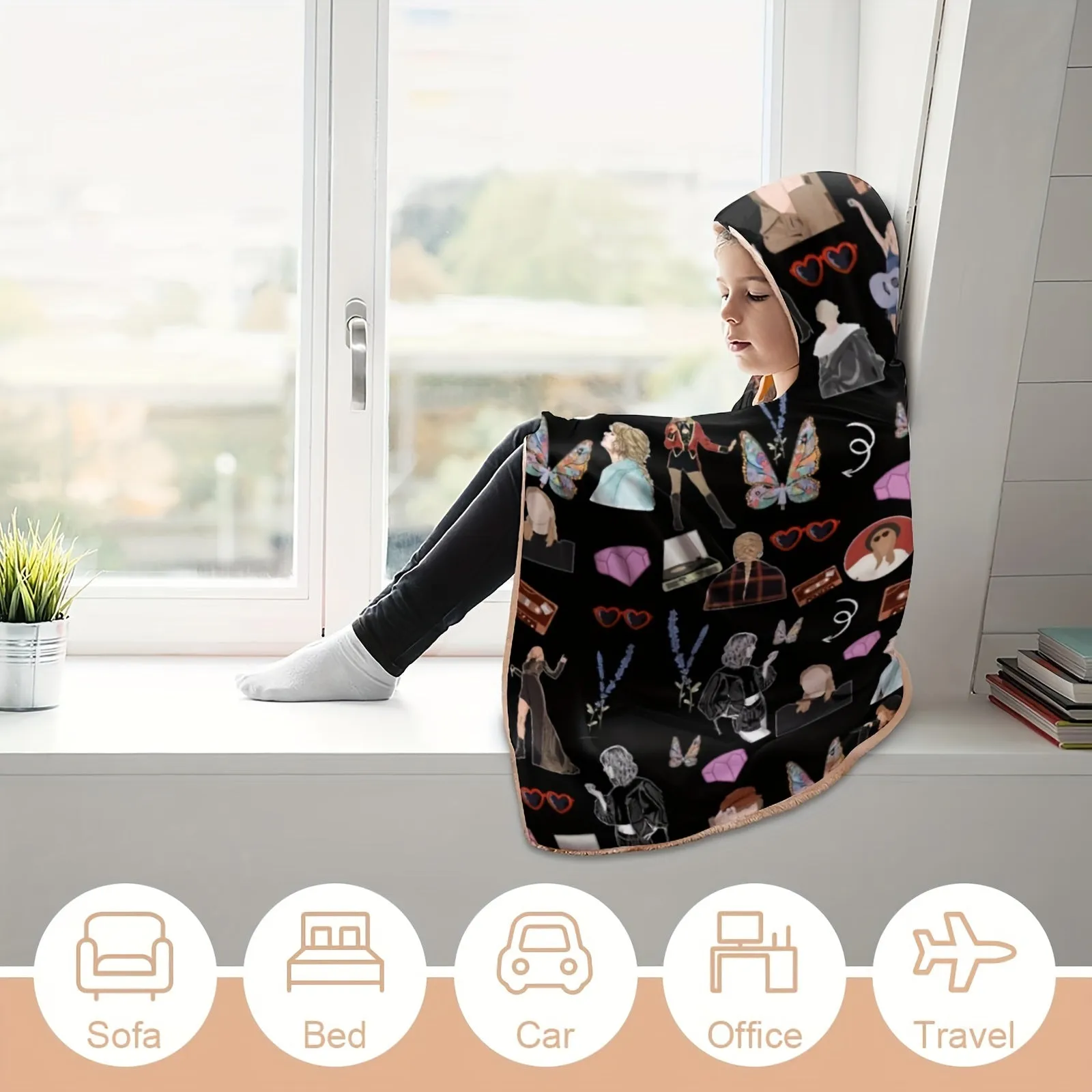 Music Singer Hooded Blanket Soft Warm Flannel Wearable Blanket For Singer Fans Cozy Plush Hoodie Blanket Casual Music Lovers Cloak Blanket Nap Blanket Wrap Blanket For Sofa Bed Office Travel