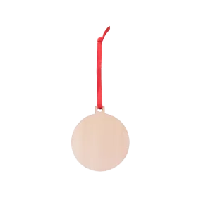 NATURAL WOOD BALL ORNAMENT - 3" X 3.4"