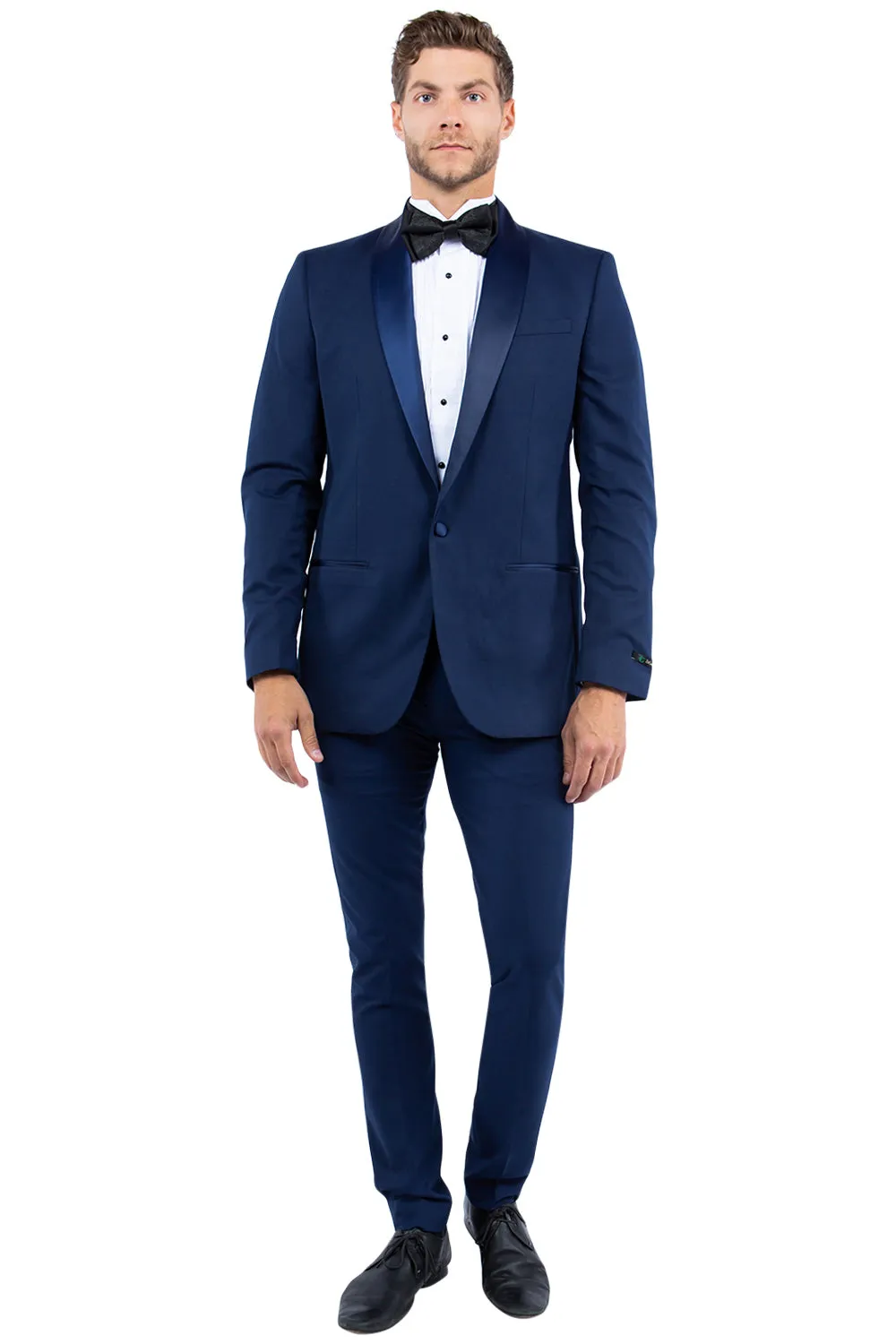 Navy Shawl Collar Tuxedo Jacket