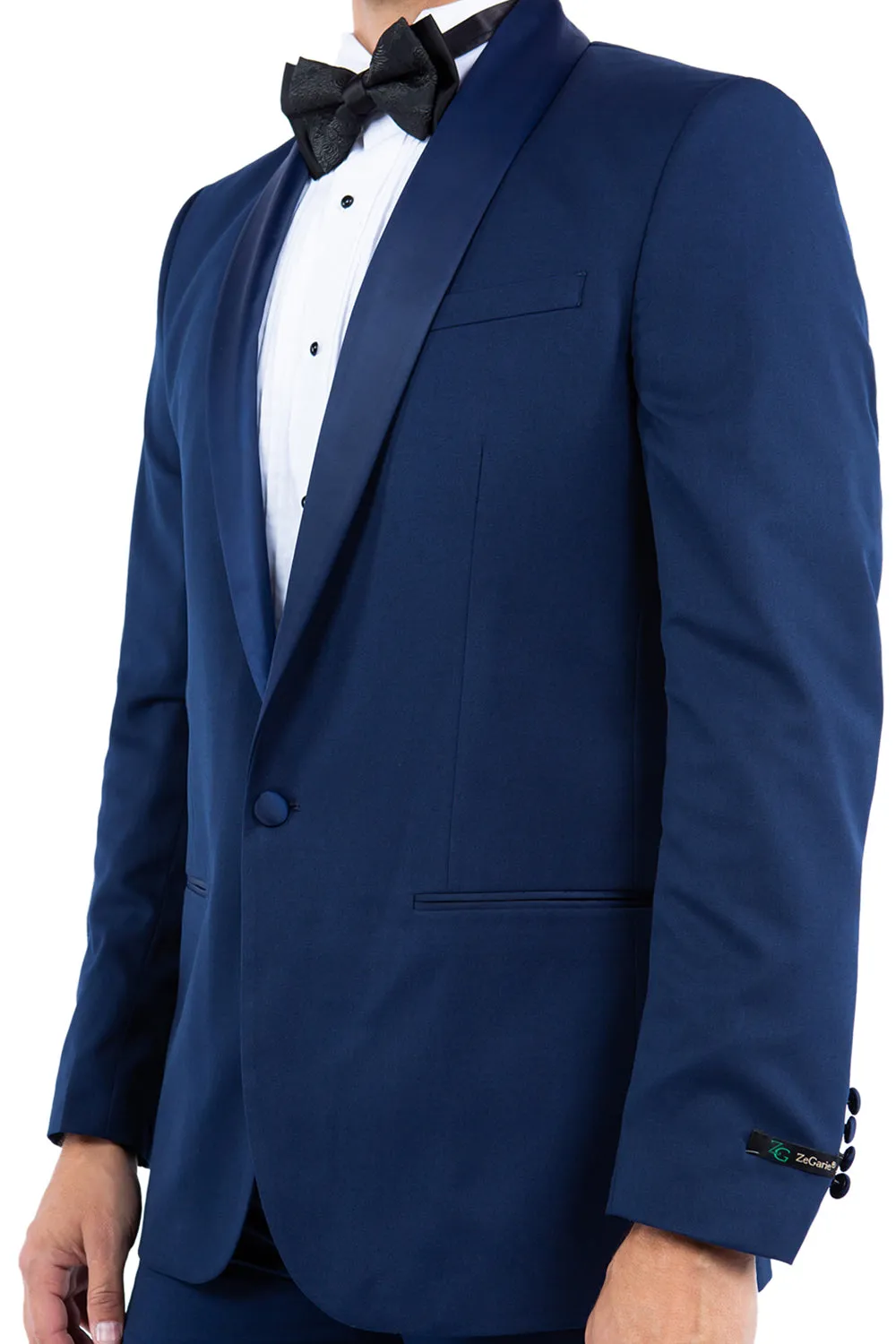 Navy Shawl Collar Tuxedo Jacket