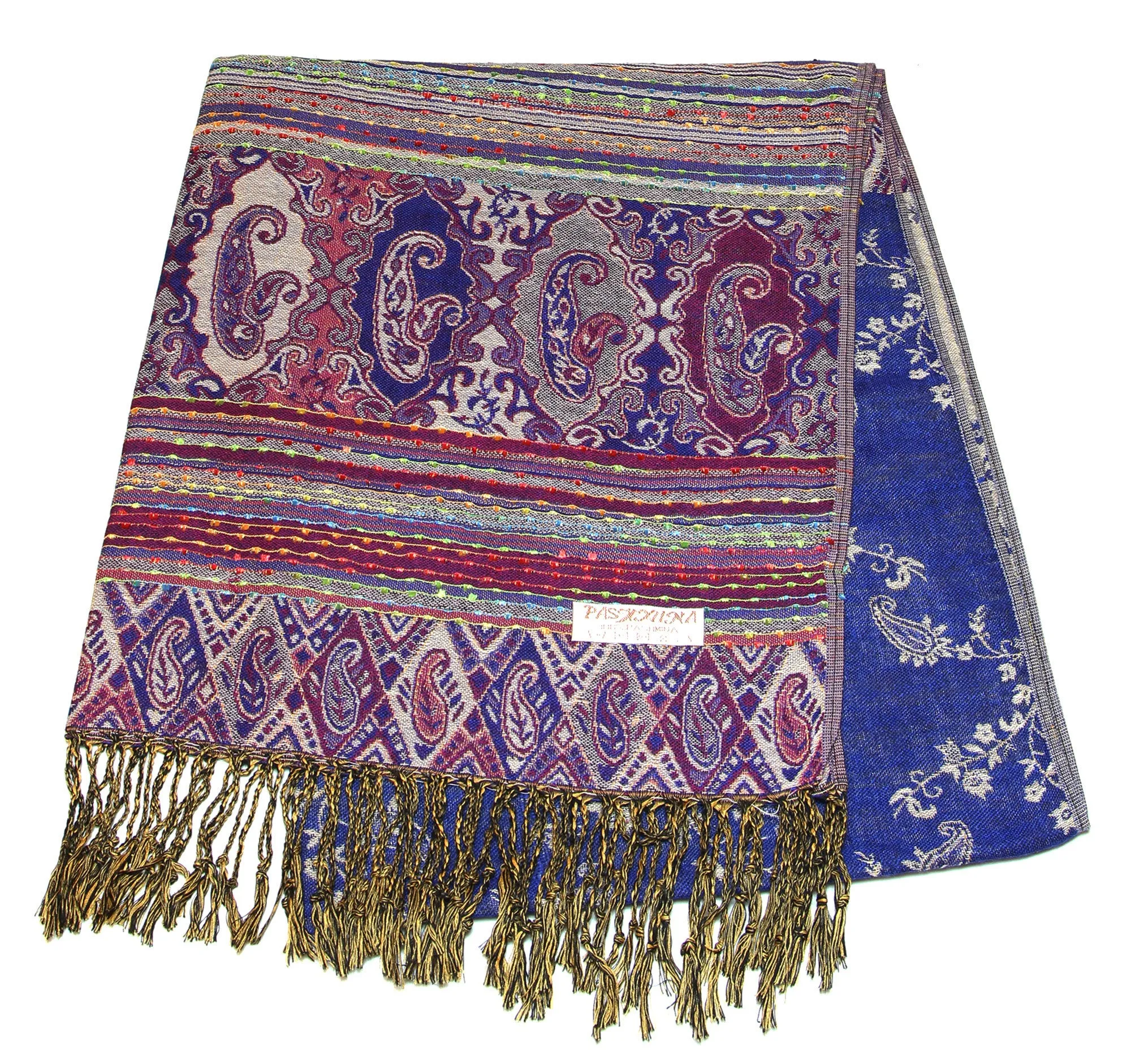 Nepal Hand Made Pashmina Shawl Scarf Blue