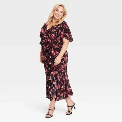 New - Women's Ruffle Flounce Short Sleeve Maxi Dress - A New Day