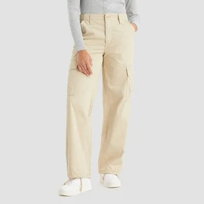 Open Box - Levi's Women's Mid Rise Wide Relaxed Cargo Pants Loose