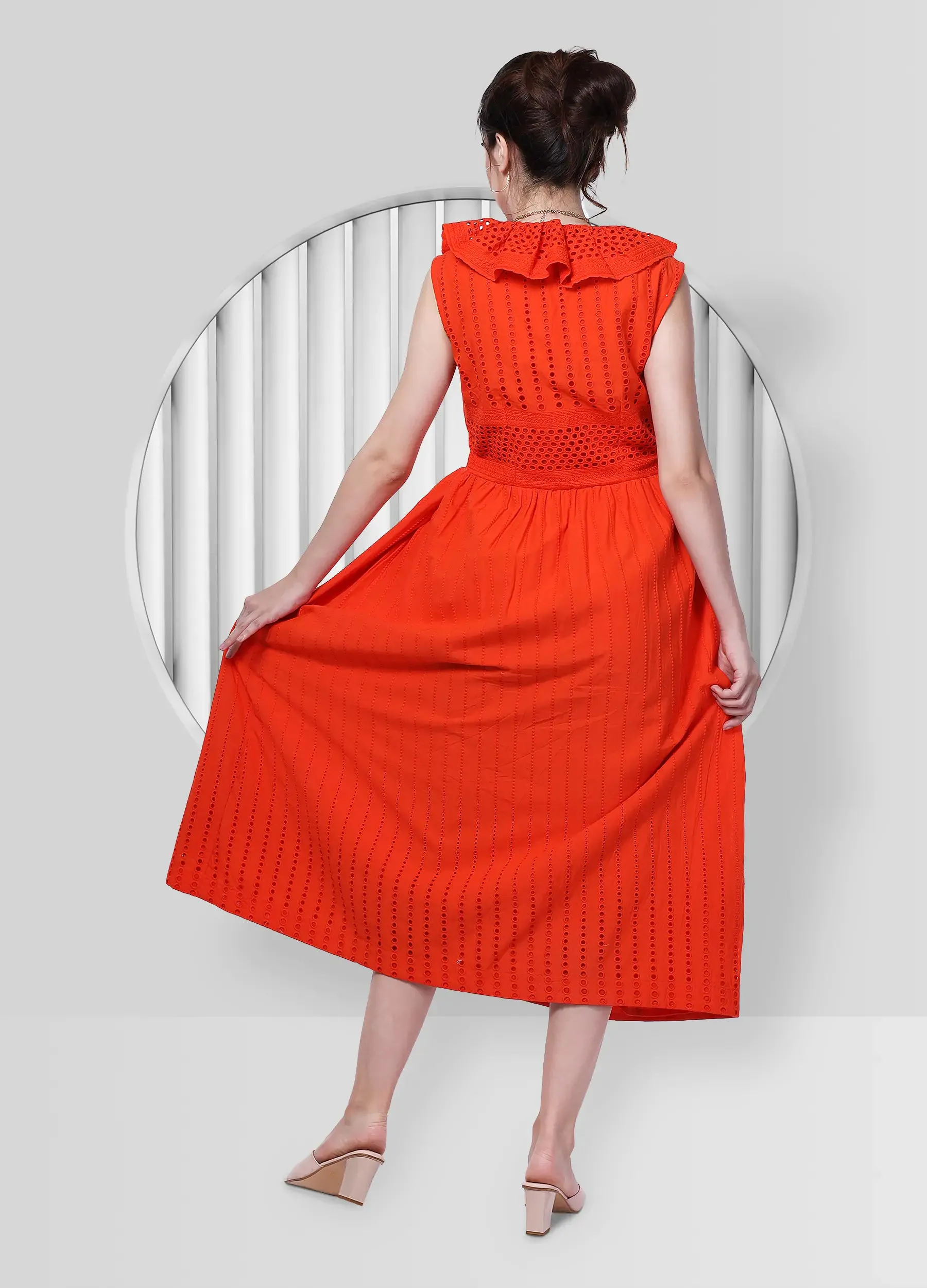 Paint it orange ruffle dress