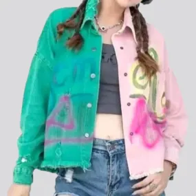 Painted y2k women's jeans jacket