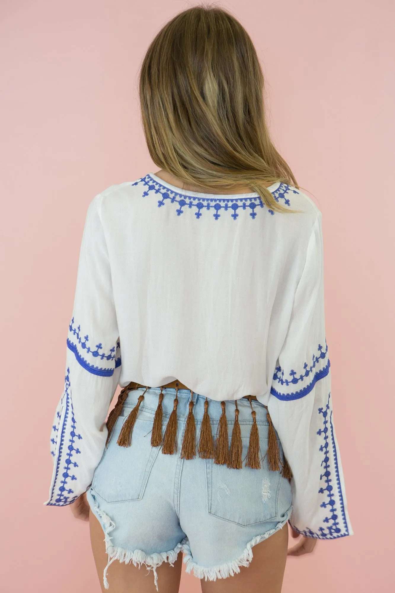 Pala Embroidered Tunic - White/Blue