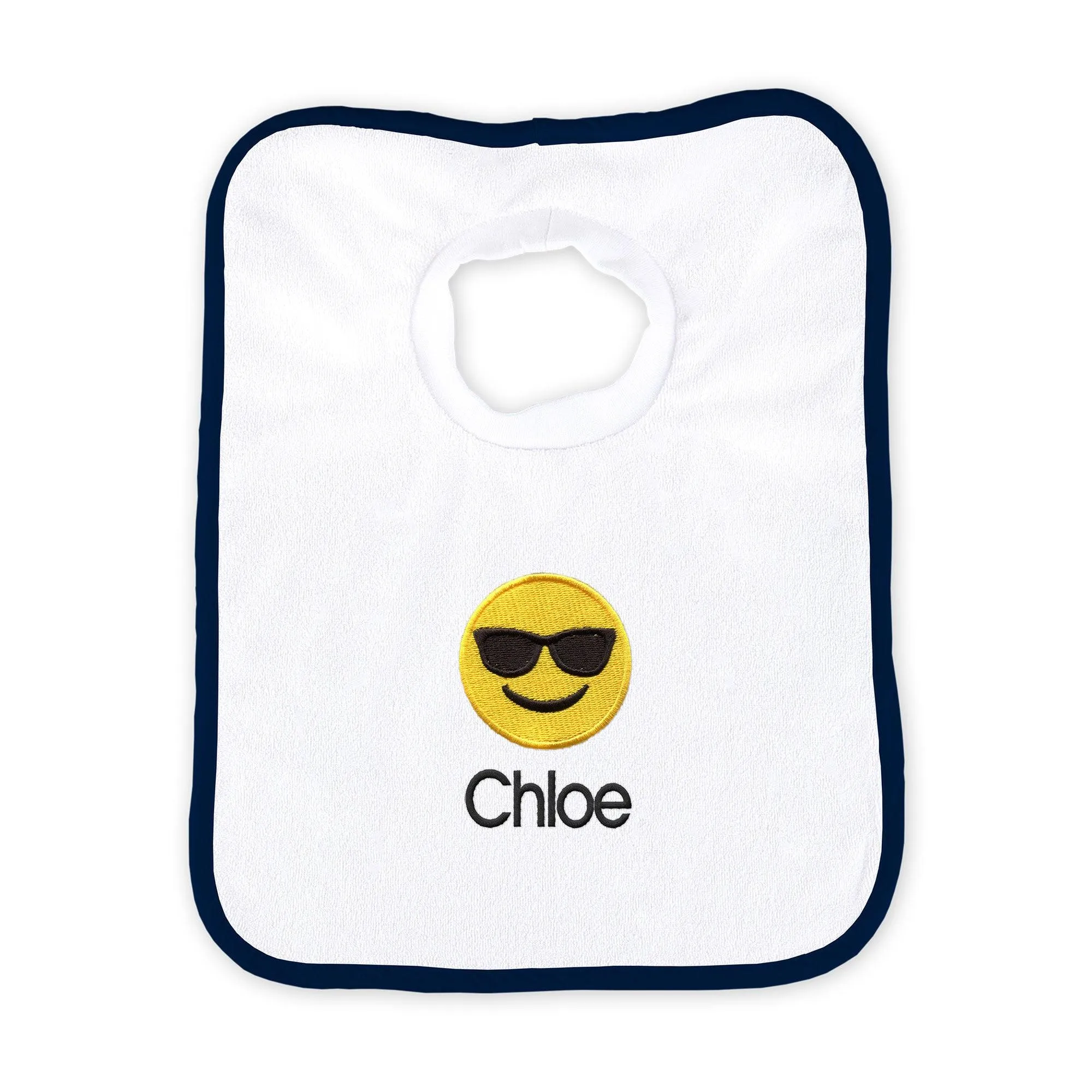 Personalized Sunglass Face Emoji Bib