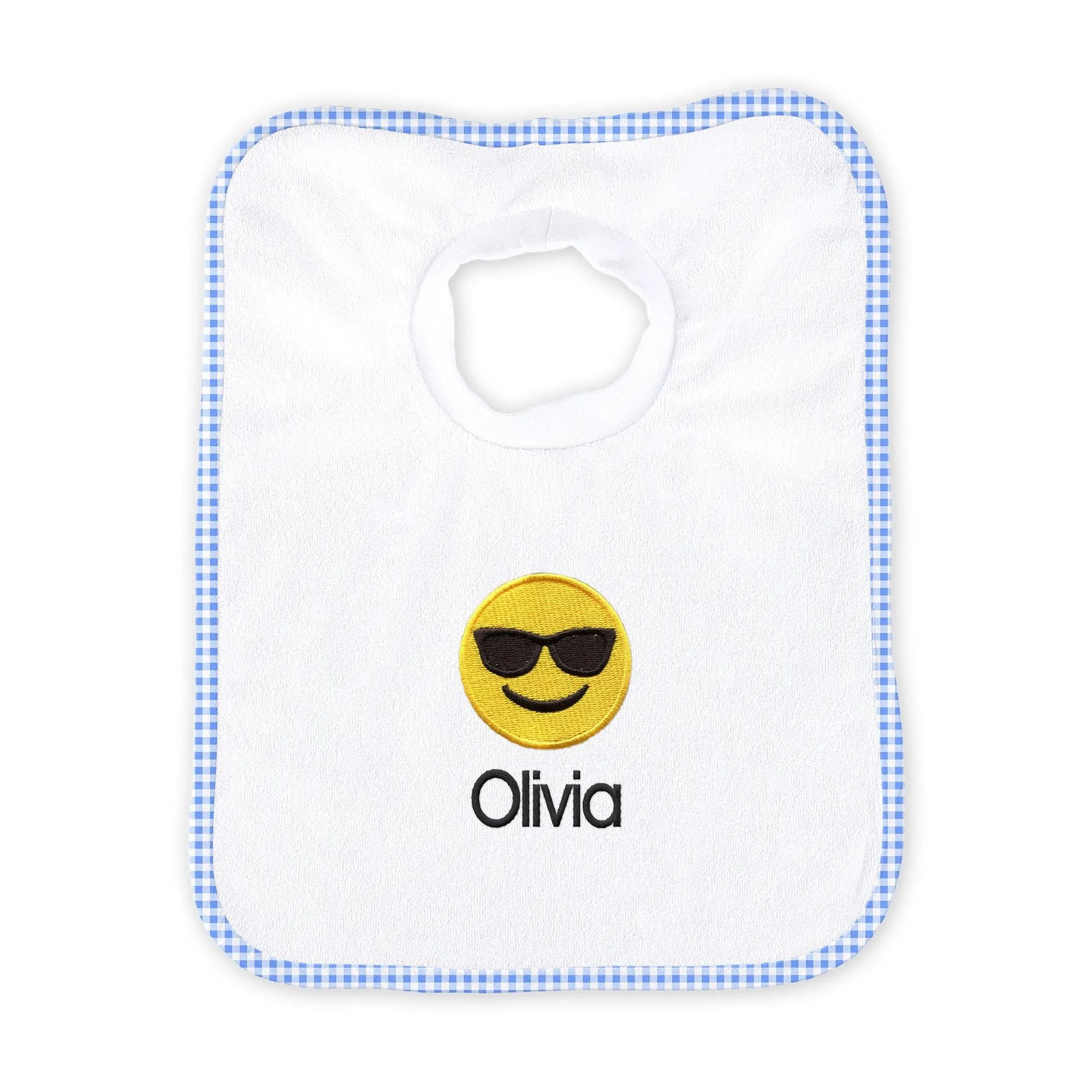 Personalized Sunglass Face Emoji Bib