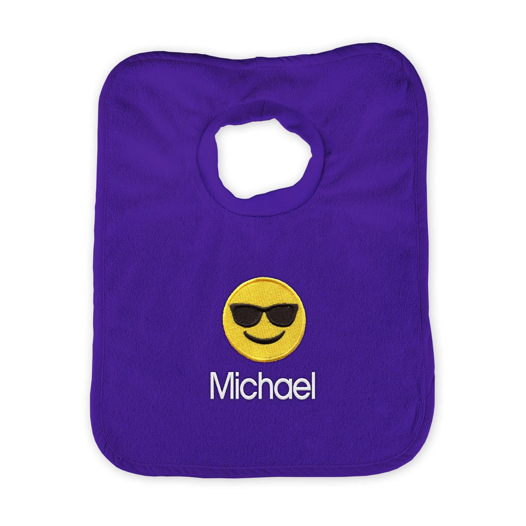 Personalized Sunglass Face Emoji Bib