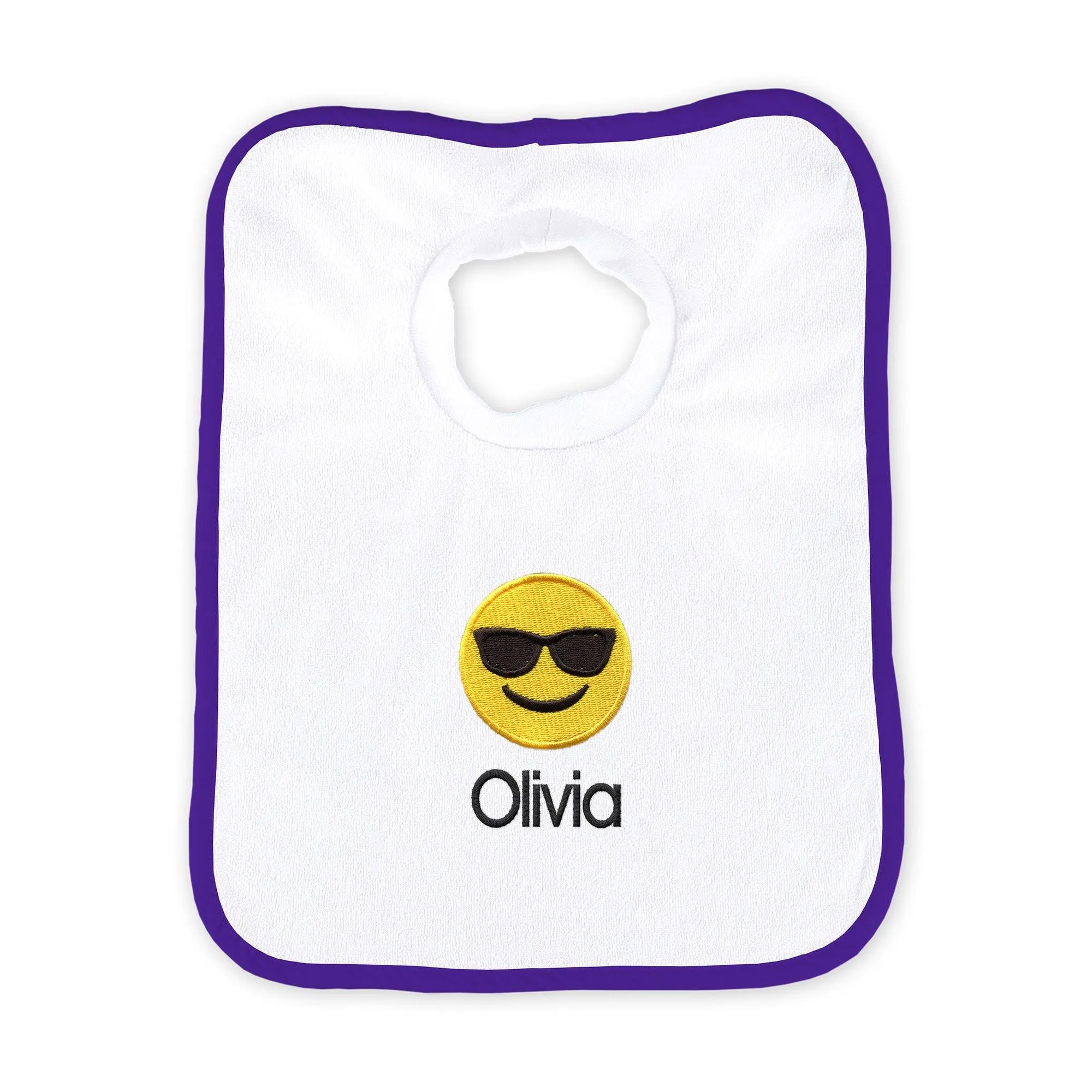 Personalized Sunglass Face Emoji Bib