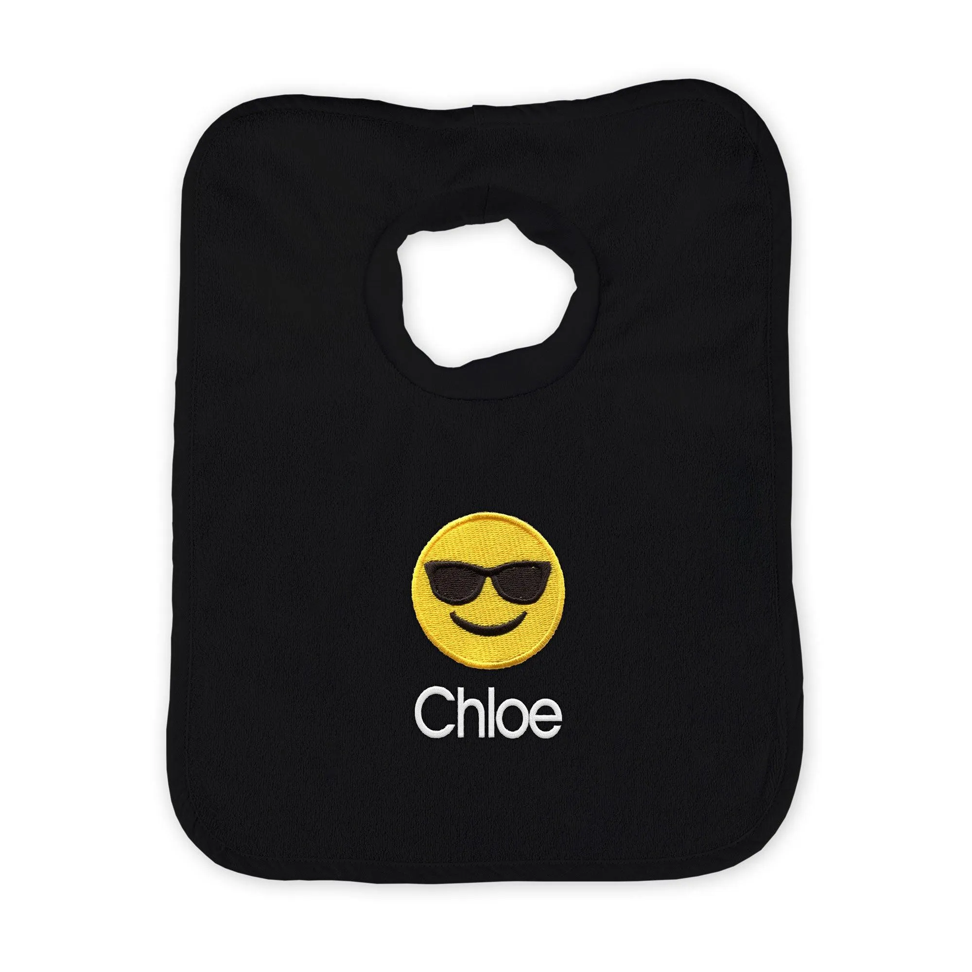 Personalized Sunglass Face Emoji Bib