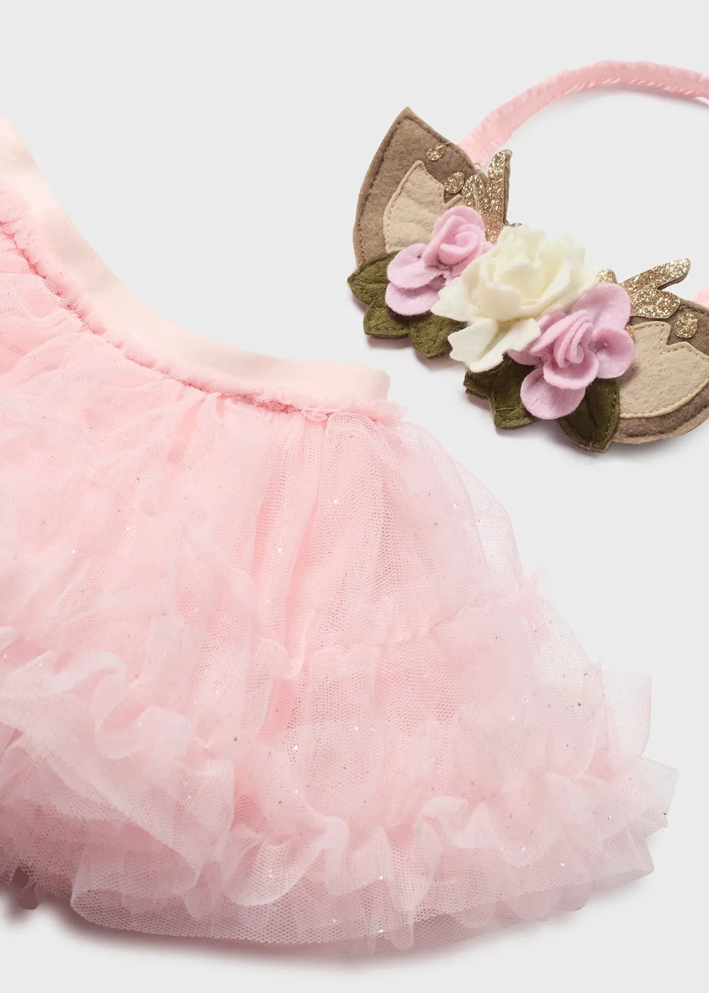 Pink Newborn Girl Tulle Skirt with Ear Headband