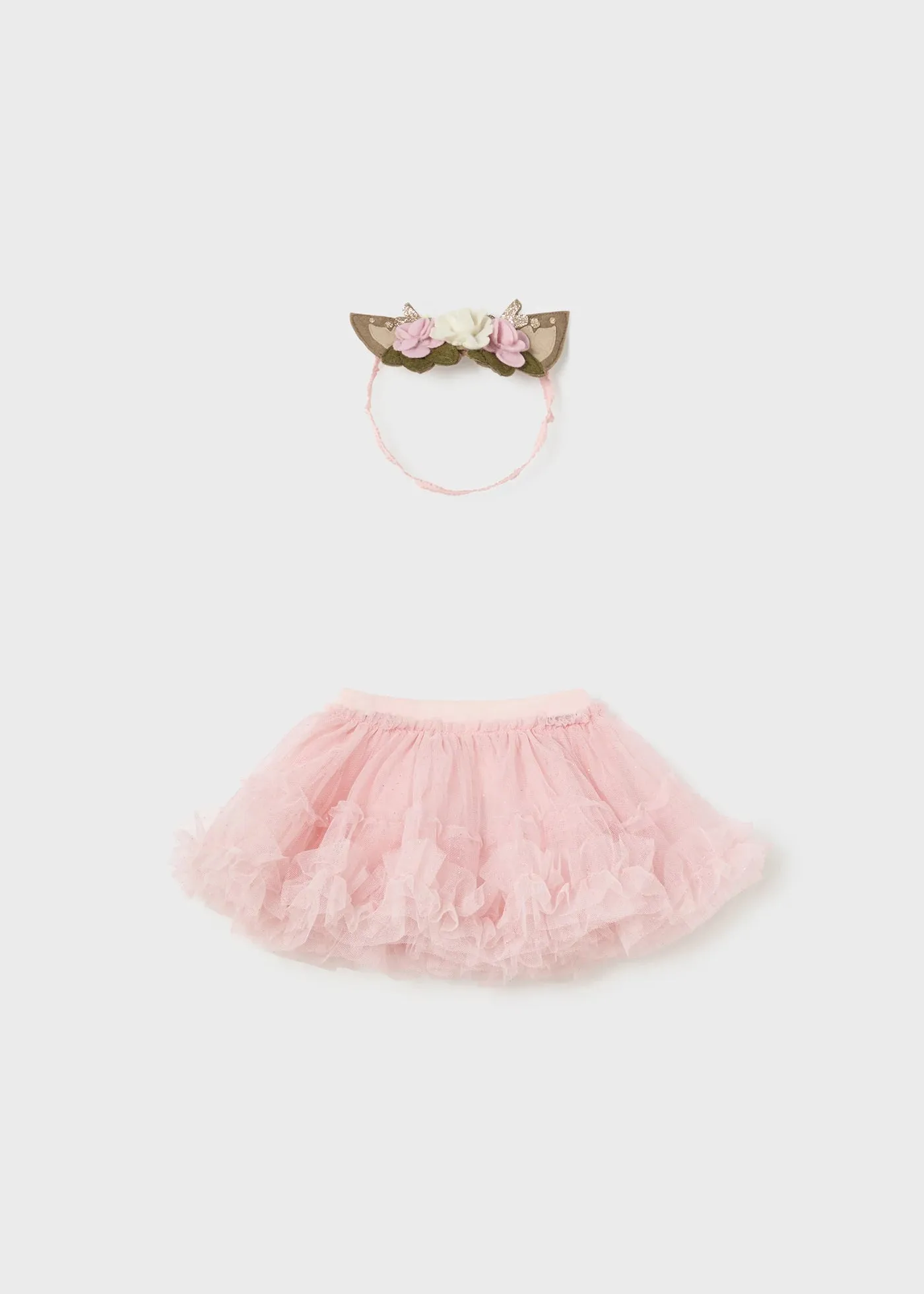 Pink Newborn Girl Tulle Skirt with Ear Headband