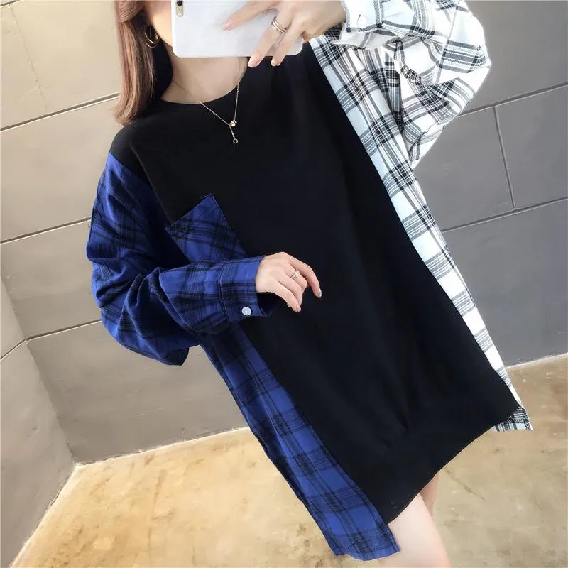 Plaid Duo Sleeve Long Sweater SD00543