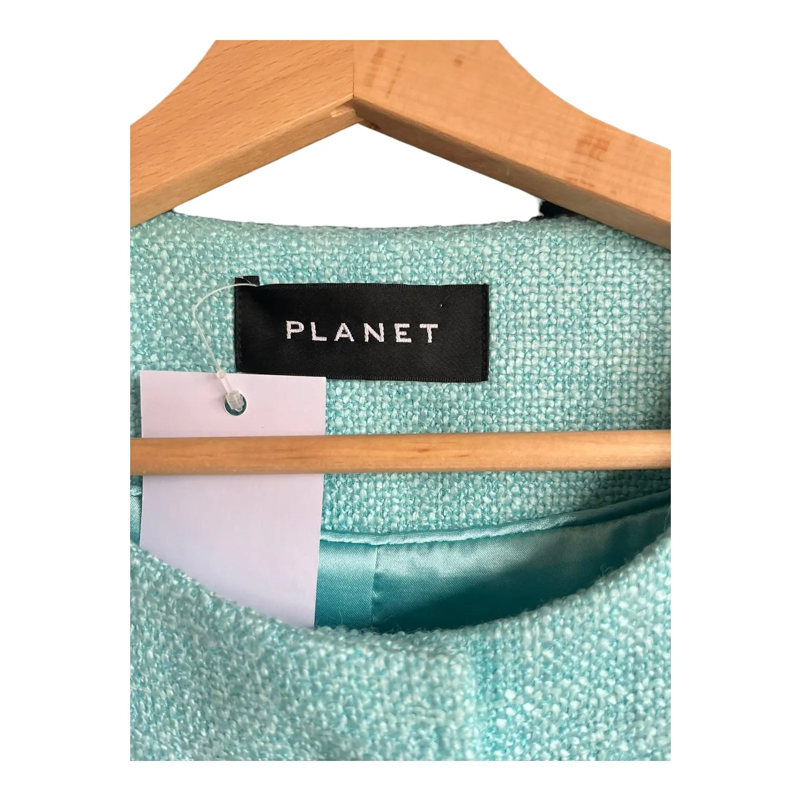 Planet Cotton Blend Turquoise Cropped Jacket UK Size 10