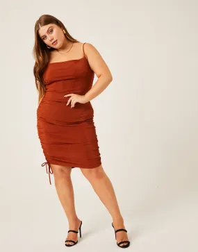 Plus Size Shimmer Side Ruched Dress