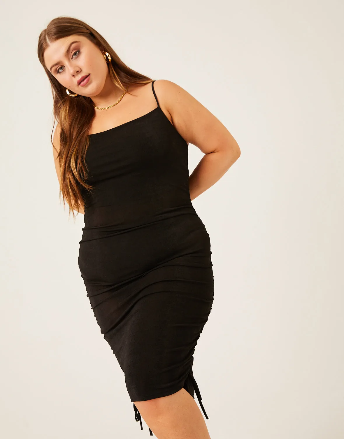 Plus Size Shimmer Side Ruched Dress