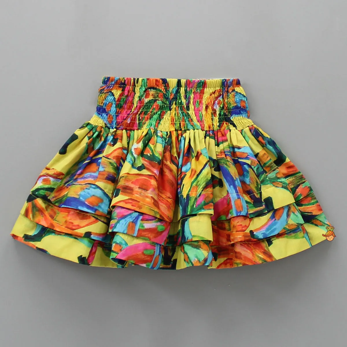 Pre Order: Multicolour Smocked Back Top With Elasticated Skirt And Head Band