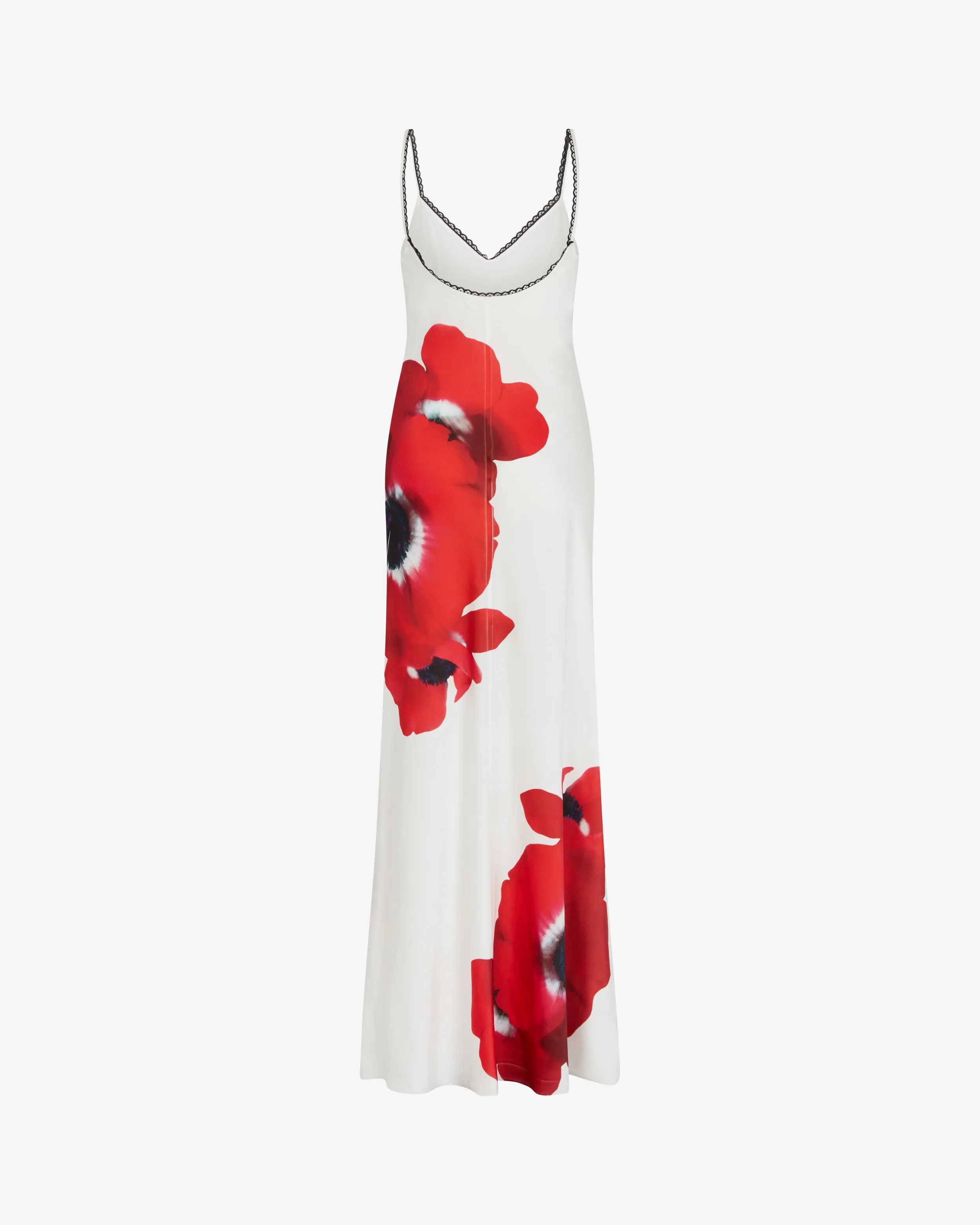 Printed Poppy Slip Dress - White/Red