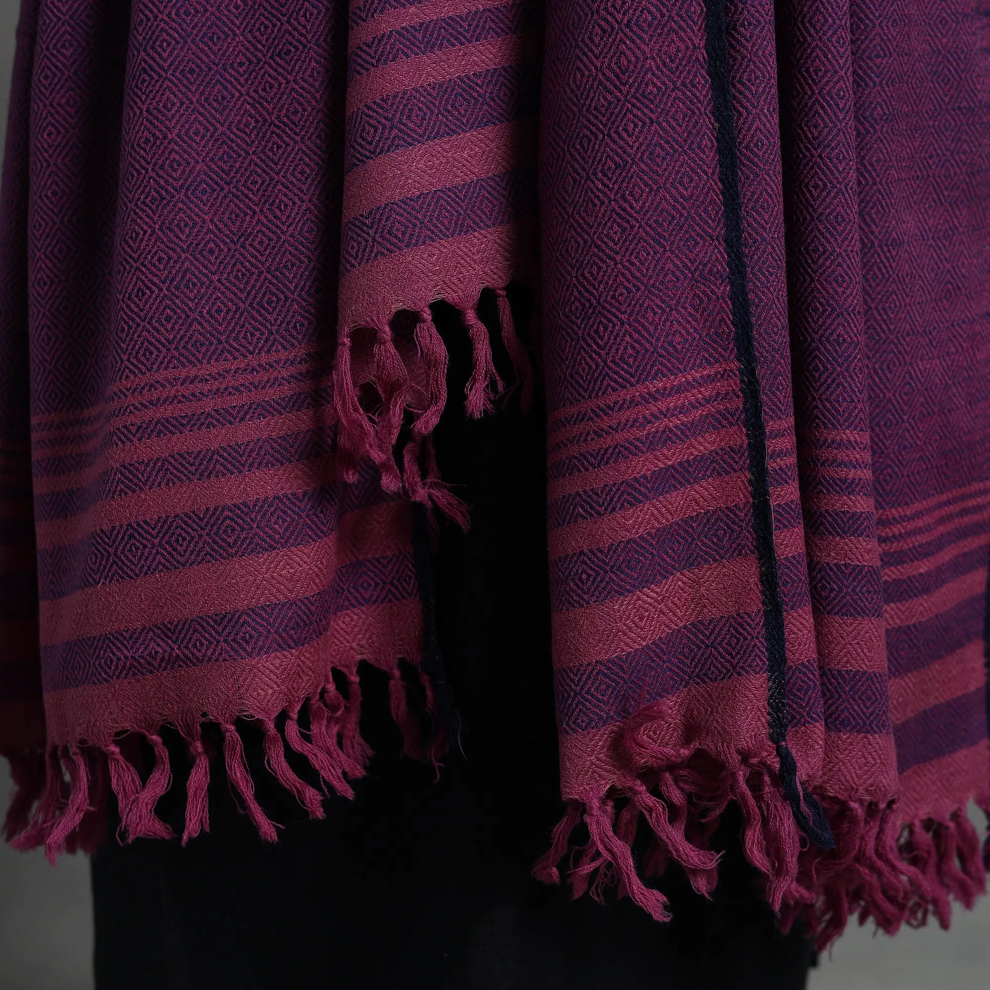 Purple - Kumaun Handwoven Pure Merino Wool Shawl for Women 61