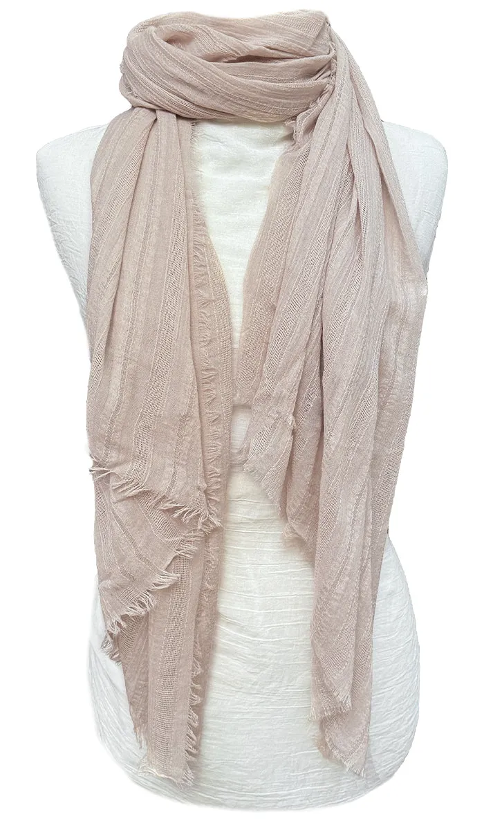 Rabia Non-slip Cotton Striped Wrap Hijab Scarf - Blush