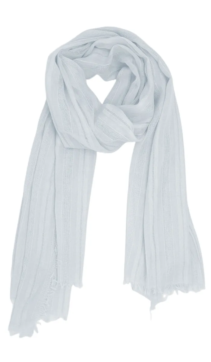 Rabia Non-slip Cotton Striped Wrap Hijab Scarf - Light Gray