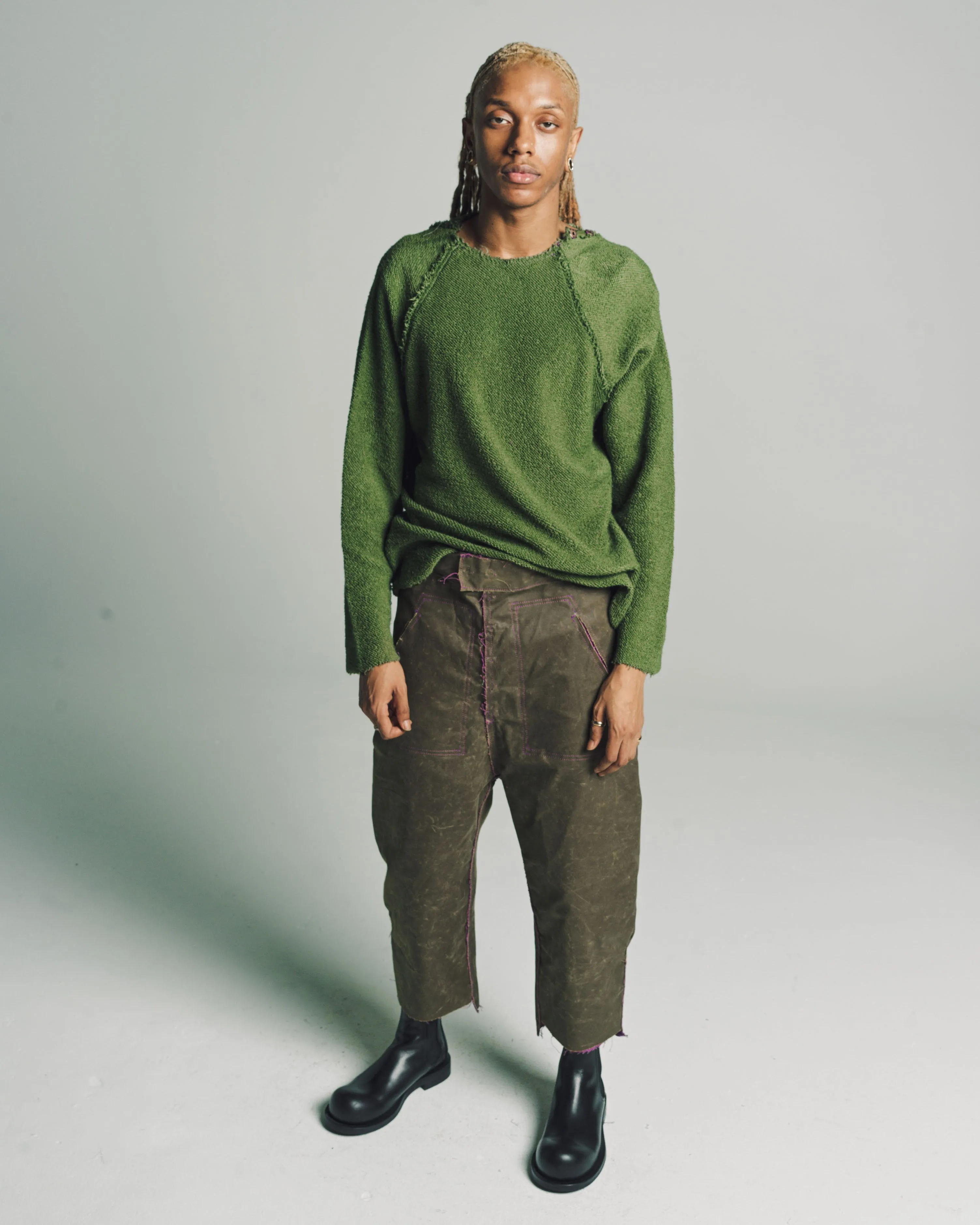 Raglan Pullover in Hand Dyed Forest Green Oversized Terry