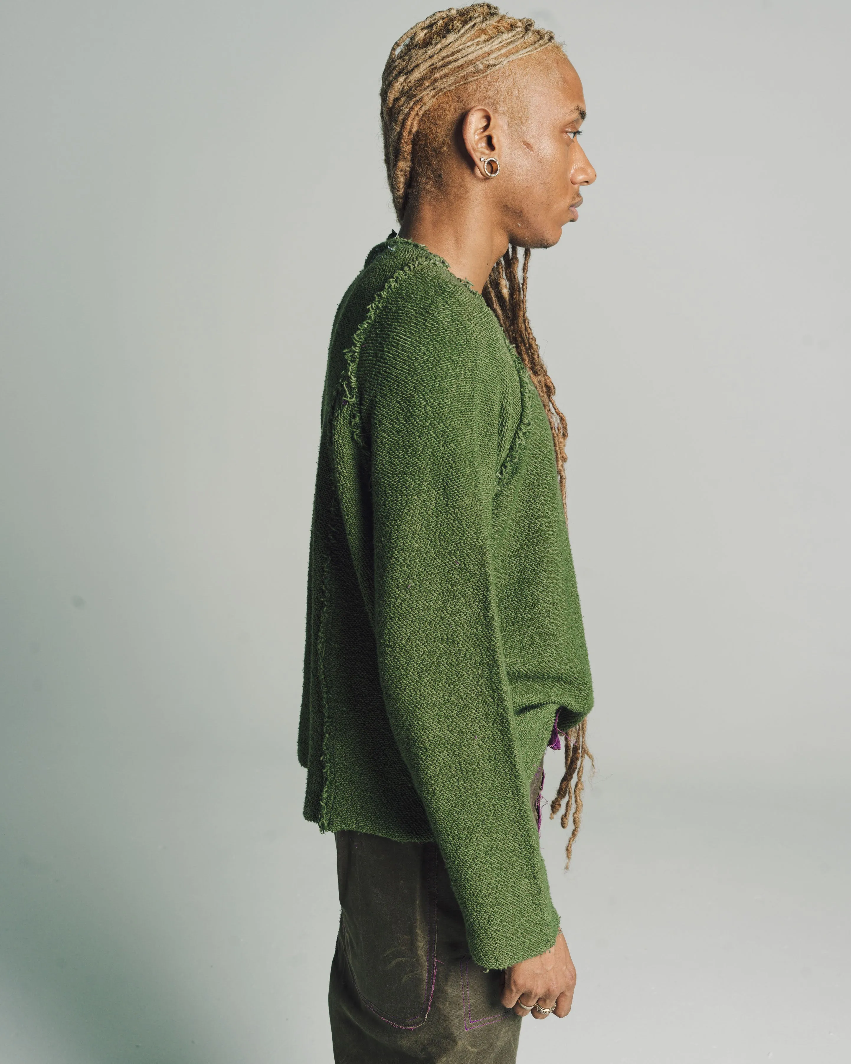 Raglan Pullover in Hand Dyed Forest Green Oversized Terry