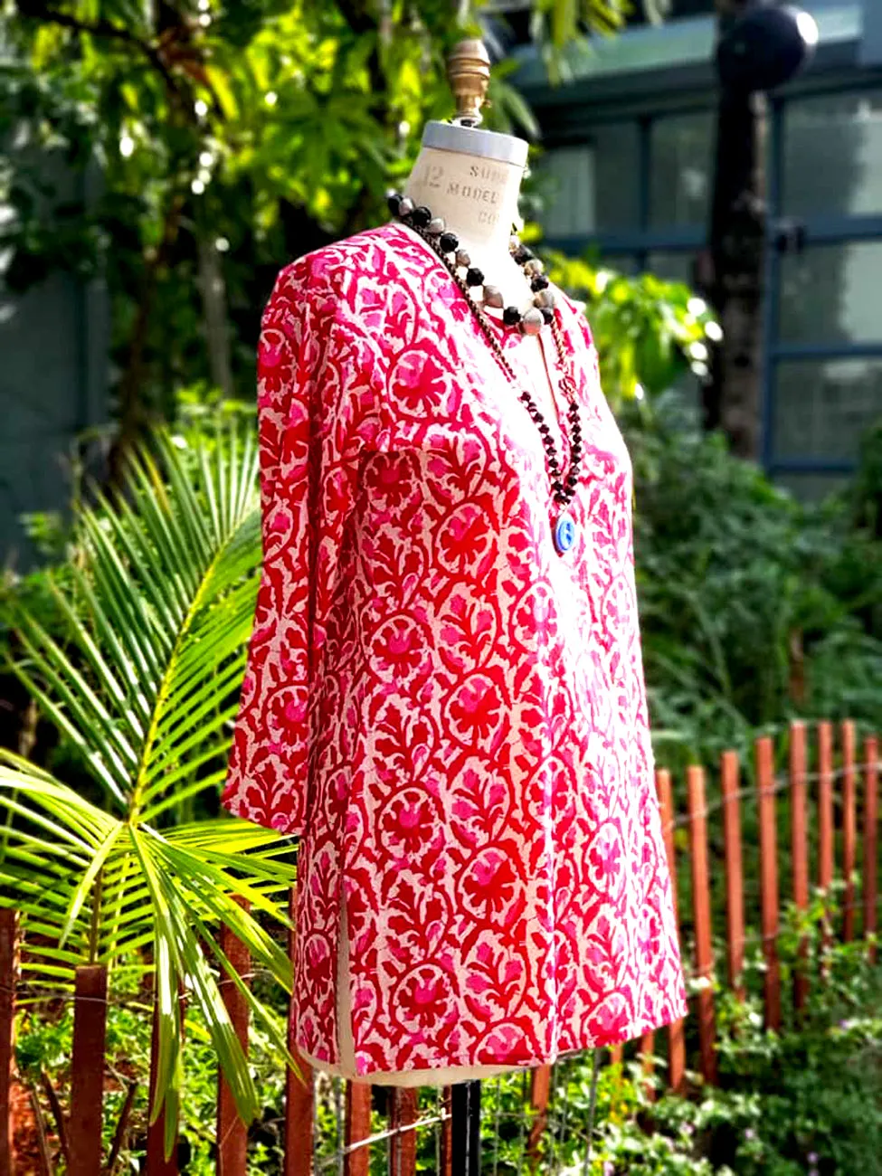 Raja Cotton Tunic Rose Batik