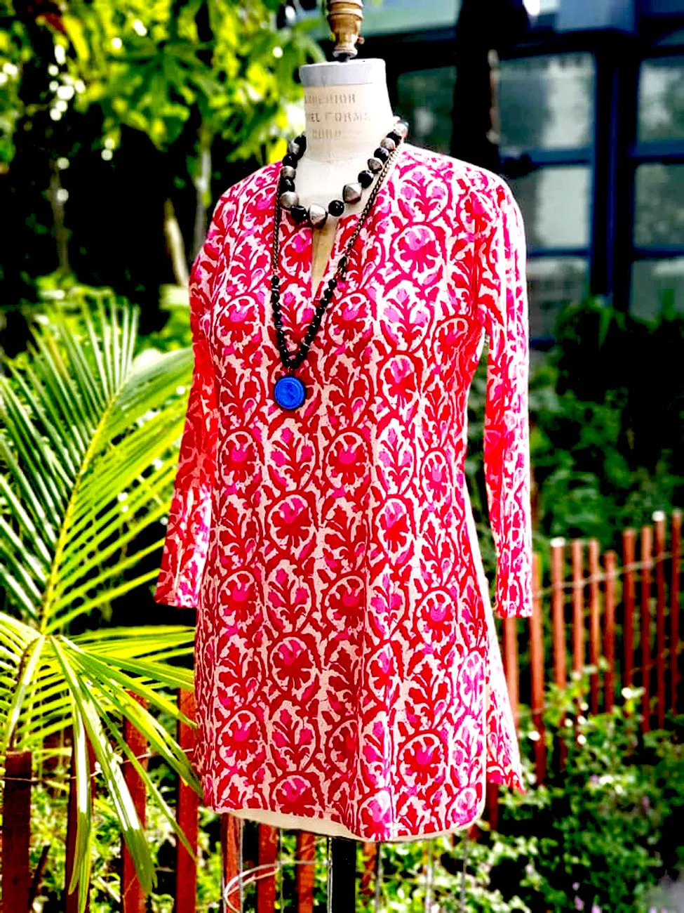 Raja Cotton Tunic Rose Batik