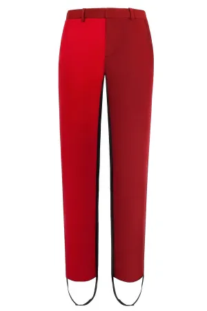 Red and Burnt Orange Wool "Pipe" Trouser