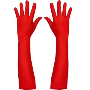 Red Satin Opera Gloves - Roaring 20's Fancy Flapper Elbow Gloves - 1 Pair