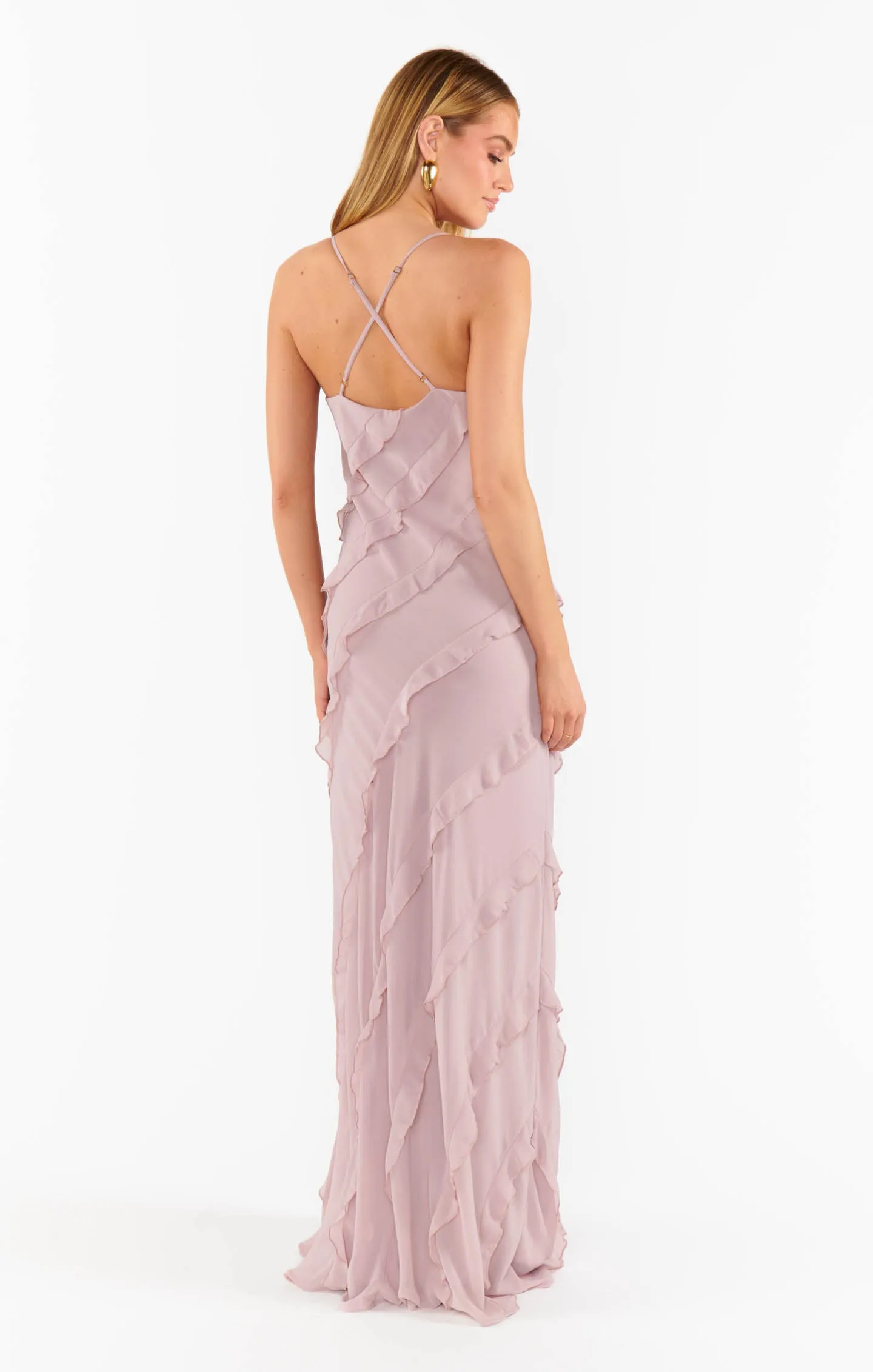 Romance Ruffle Dress ~ Neutral Mauve Chiffon