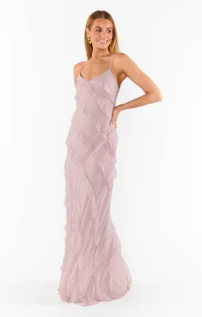 Romance Ruffle Dress ~ Neutral Mauve Chiffon